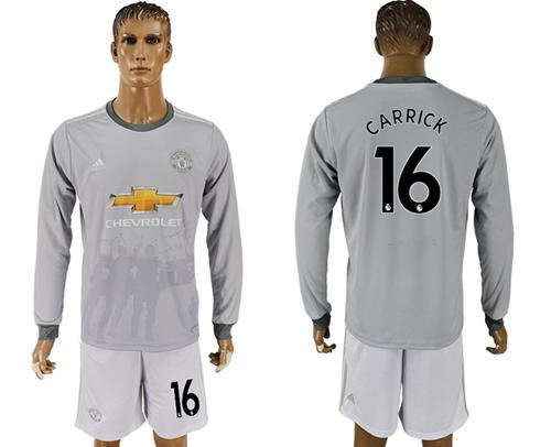 Manchester United #16 Carrick Sec Away Long Sleeves Soccer Club Jersey - Click Image to Close